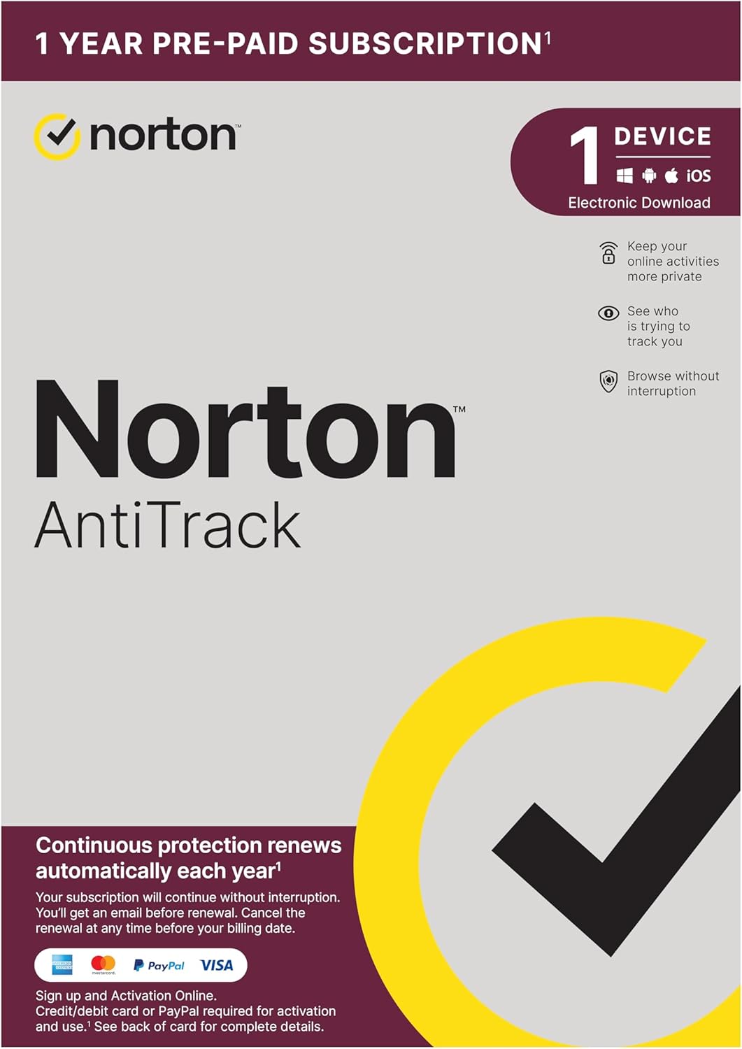 Norton antitrack 2025 - WINDOWS - 1 YEAR - 1 DEVICE